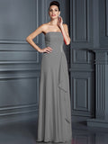 A-Line/Princess Strapless Beading Sleeveless Long Chiffon Bridesmaid Dresses TPP0005573