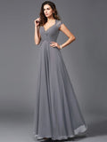 A-Line/Princess V-neck Sleeveless Long Chiffon Bridesmaid dresses TPP0005278