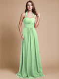 A-Line/Princess Halter Sleeveless Long Ruffles Chiffon Bridesmaid Dresses TPP0005483