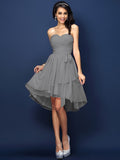 A-Line/Princess Sweetheart Pleats Bowknot Sleeveless Short Chiffon Bridesmaid Dresses TPP0005328