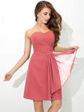 Sheath/Column Sweetheart Pleats Sleeveless Short Chiffon Bridesmaid Dresses TPP0005639