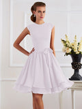 Sheath/Column High Neck Sleeveless Sash/Ribbon/Belt Short Chiffon Bridesmaid Dresses TPP0005092