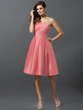 A-Line/Princess Strapless Sleeveless Short Taffeta Bridesmaid Dresses TPP0005359