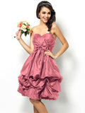 A-Line/Princess Sweetheart Bowknot Sleeveless Short Taffeta Bridesmaid Dresses TPP0005449