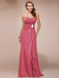 Sheath/Column Sweetheart Sleeveless Long Beading Ruffles Chiffon Bridesmaid Dresses TPP0005224