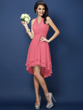 A-Line/Princess Halter Pleats Sleeveless Short Chiffon Bridesmaid Dresses TPP0005144