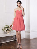 A-Line/Princess Sweetheart Sleeveless Pleats Hand-Made Flower Chiffon Bridesmaid Dresses TPP0005875