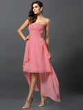 A-Line/Princess Sweetheart Pleats Sleeveless High Low Chiffon Bridesmaid Dresses TPP0005031