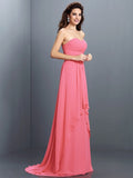 A-Line/Princess Sweetheart Pleats Sleeveless Long Chiffon Bridesmaid Dresses TPP0005681