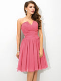 A-Line/Princess V-neck Pleats Sleeveless Short Chiffon Bridesmaid Dresses TPP0005432