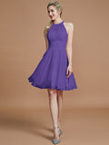 A-Line/Princess Chiffon Knee-Length Sleeveless Scoop Bridesmaid Dresses TPP0005275