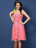 A-Line/Princess Sweetheart Pleats Sleeveless Short Chiffon Bridesmaid Dresses TPP0005469