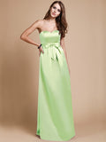 Sheath/Column Sweetheart Sleeveless Long Bowknot Satin Bridesmaid Dresses TPP0005678