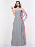 A-Line/Princess Sweetheart Sleeveless Long Pleats Chiffon Bridesmaid Dresses TPP0005097