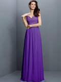 A-Line/Princess V-neck Lace Sleeveless Long Chiffon Bridesmaid Dresses TPP0005562