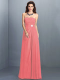 A-Line/Princess Strapless Rhinestone Sleeveless Long Chiffon Bridesmaid Dresses TPP0005471