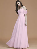 A-Line/Princess Spaghetti Straps Sleeveless Floor-Length Ruffles Chiffon Bridesmaid Dresses TPP0005400