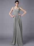 Sheath/Column Straps Sleeveless Pleats Long Chiffon Bridesmaid Dresses TPP0005648