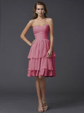 Sheath/Column Sweetheart Sleeveless Short Chiffon Bridesmaid Dresses TPP0005867