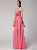 Sheath/Column Sweetheart Sleeveless Pleats Hand-Made Flower Long Chiffon Bridesmaid Dresses TPP0005798