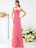 A-Line/Princess Strapless Hand-Made Flower Sleeveless Long Chiffon Bridesmaid Dresses TPP0005590