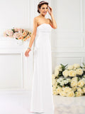 Sheath/Column Strapless Hand-Made Flower Sleeveless Long Chiffon Bridesmaid Dresses TPP0005753