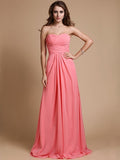 A-Line/Princess Sweetheart Sleeveless Ruffles Chiffon Long Bridesmaid Dresses TPP0005380