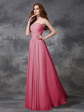 A-line/Princess Sweetheart Sleeveless Ruched Long Chiffon Bridesmaid Dresses TPP0005267