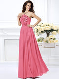 A-Line/Princess Strapless Hand-Made Flower Sleeveless Long Chiffon Bridesmaid Dresses TPP0005618