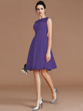 A-Line/Princess Sweetheart Sleeveless Lace Short/Mini Chiffon Bridesmaid Dresses TPP0005413