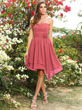 A-Line/Princess Sweetheart Hand-Made Flower Sleeveless Short Chiffon Bridesmaid Dresses TPP0005463