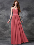 A-line/Princess Sweetheart Ruched Sleeveless Long Chiffon Bridesmaid Dresses TPP0005563