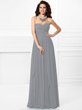 A-Line/Princess Sweetheart Pleats Ruffles Sleeveless Long Chiffon Bridesmaid Dresses TPP0003265