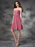 A-line/Princess Sweetheart Ruffles Sleeveless Short Chiffon Bridesmaid Dresses TPP0005552