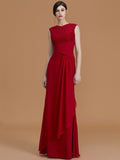 Sheath/Column Jewel Sleeveless Floor-Length Lace Chiffon Bridesmaid Dresses TPP0005461