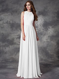 A-line/Princess Jewel Ruffles Sleeveless Long Chiffon Bridesmaid Dresses TPP0005510