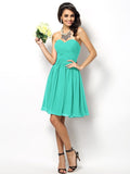 A-Line/Princess Sweetheart Pleats Sleeveless Short Chiffon Bridesmaid Dresses TPP0005177