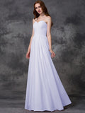 A-line/Princess Sleeveless Sweetheart Ruffles Long Chiffon Bridesmaid Dresses TPP0005741