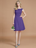 A-Line/Princess Bateau Sleeveless Lace Short/Mini Chiffon Bridesmaid Dresses TPP0005467