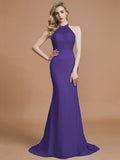 Trumpet/Mermaid Sleeveless Scoop Sweep/Brush Train Chiffon Bridesmaid Dresses TPP0005142