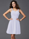 A-Line/Princess Straps Ruffles Sleeveless Short Silk like Satin Bridesmaid Dresses TPP0005743