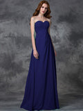 A-line/Princess Sweetheart Sleeveless Long Ruffles Chiffon Bridesmaid Dresses TPP0005770