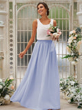 A-Line/Princess Chiffon Ruffles Scoop Sleeveless Floor-Length Bridesmaid Dresses TPP0004949