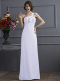 Sheath/Column One-Shoulder Sleeveless Pleats Long Chiffon Bridesmaid Dresses TPP0005791