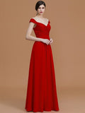 A-Line/Princess V-neck Sleeveless Floor-Length Lace Chiffon Bridesmaid Dresses TPP0005569