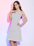 A-Line/Princess Spaghetti Straps Sleeveless Ruffles Short Chiffon Bridesmaid Dresses TPP0005362