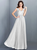 A-Line/Princess Scoop Lace Sleeveless Long Chiffon Bridesmaid Dresses TPP0005303