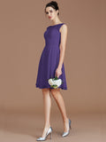 A-Line/Princess Bateau Sleeveless Lace Short/Mini Chiffon Bridesmaid Dresses TPP0005679