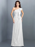 Sheath/Column One-Shoulder Pleats Sleeveless Long Chiffon Bridesmaid Dresses TPP0005351