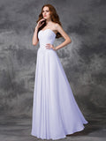 A-line/Princess Sweetheart Sleeveless Ruched Long Chiffon Bridesmaid Dresses TPP0005267